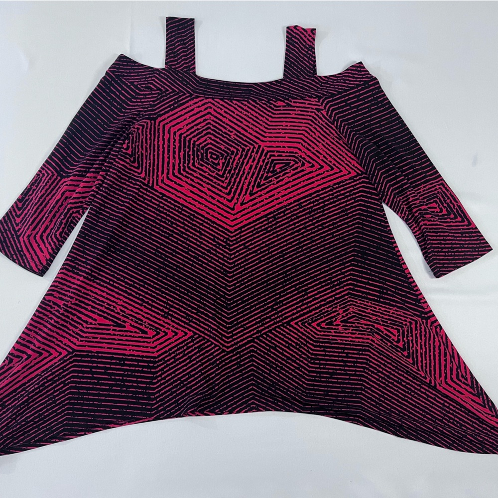 Clara Sunwoo Graphic Print Sharkbite Hem Tunic Top Size L